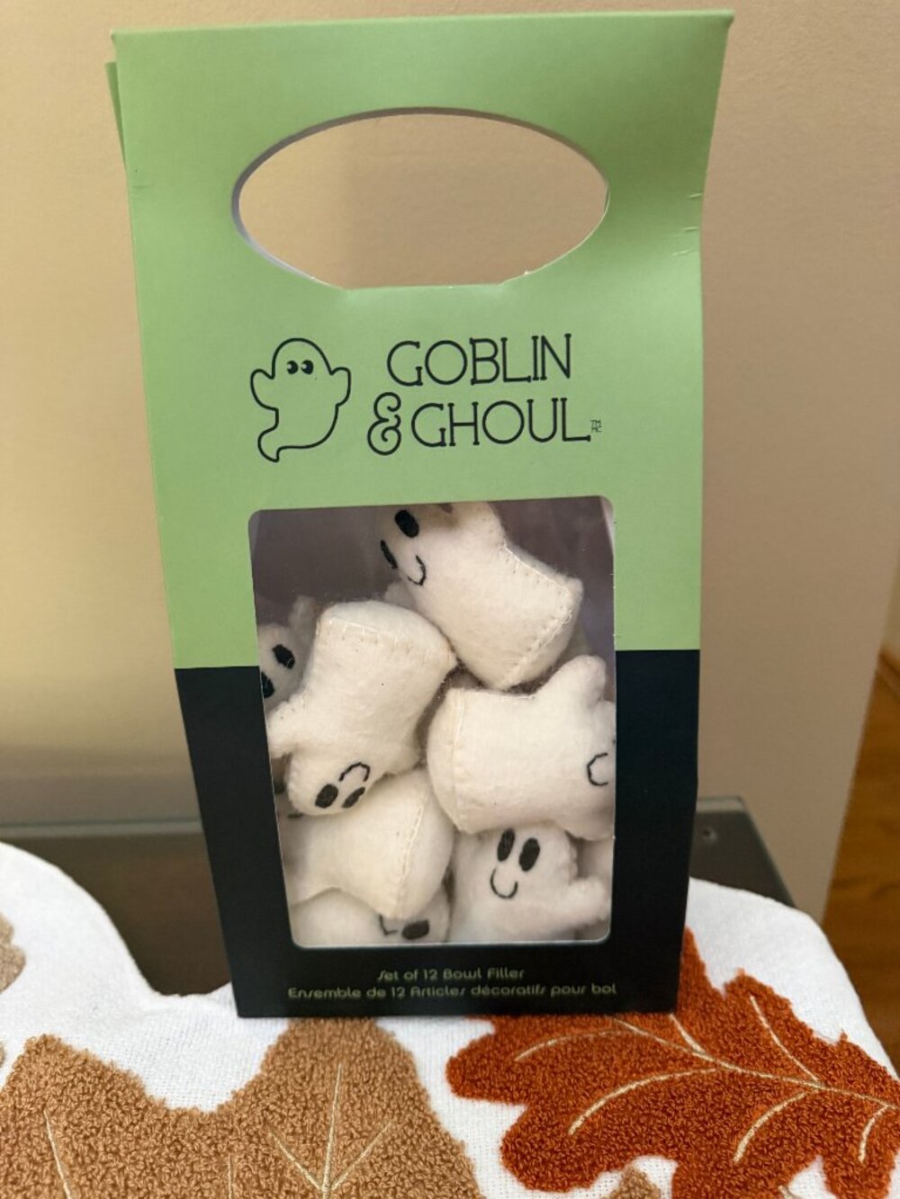 Goblin & Ghoul Set of 12 Felt Halloween Ghosts Bowl Filler NIB